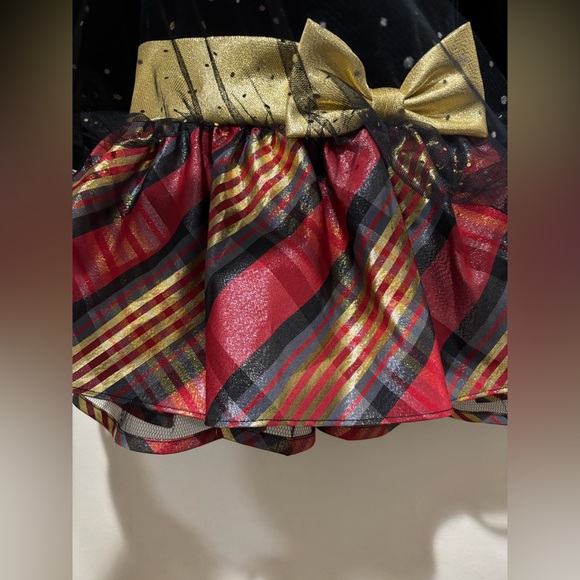 Bonnie Jean Christmas Winter Plaid Metallic Hipster Dress - Picture 4 of 10